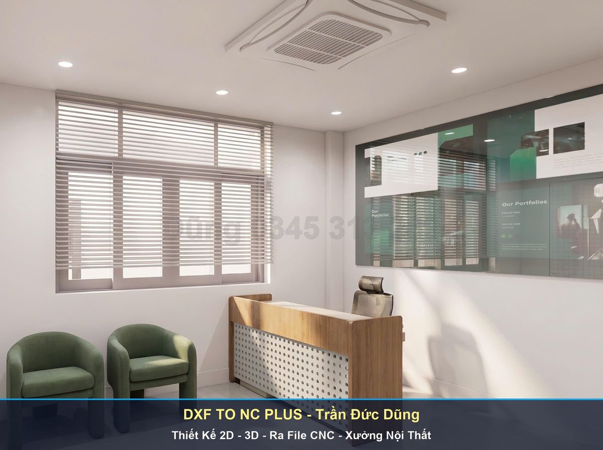 Giải pháp chống văng phôi nhỏ khi cắt CNC Nesting - Phối cảnh công trình nội thất gỗ công nghiệp