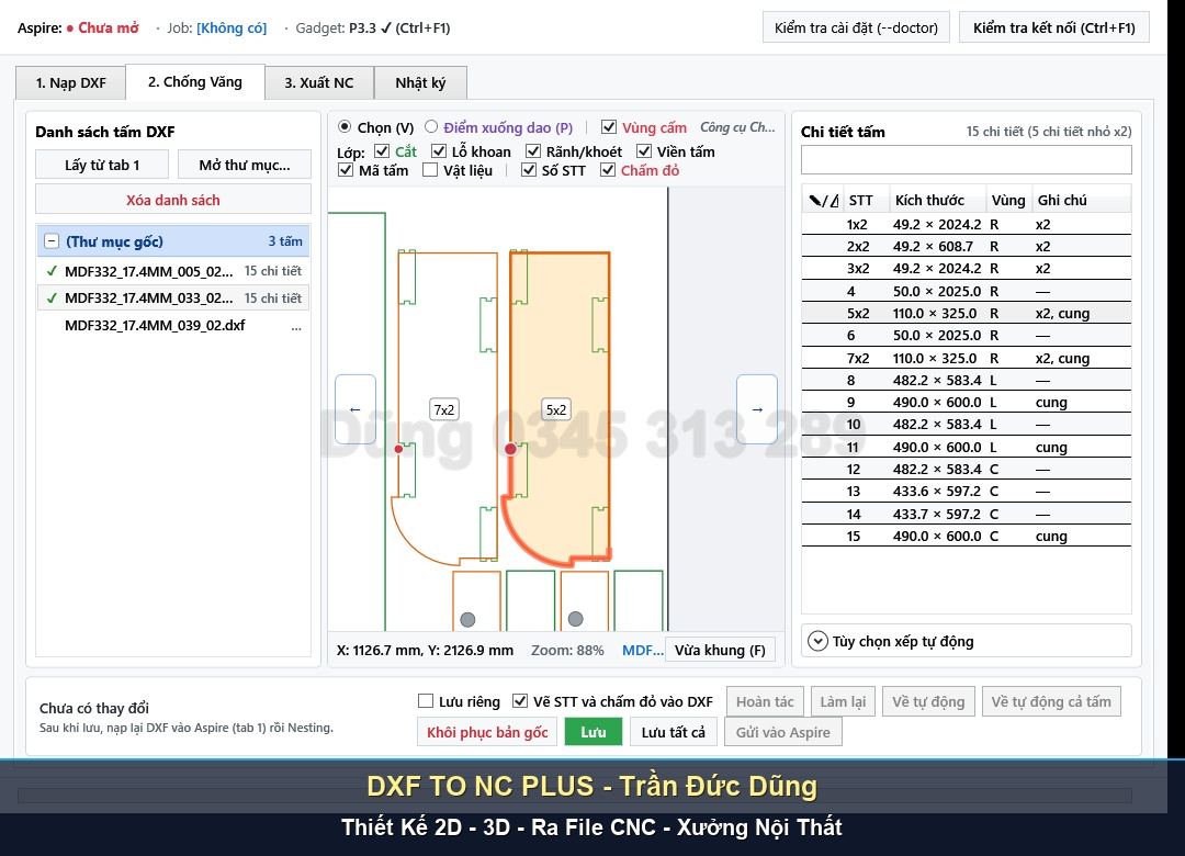 Khắc phục lỗi xoay phôi CNC với DXF TO NC PLUS - Giao diện phần mềm DXF TO NC PLUS