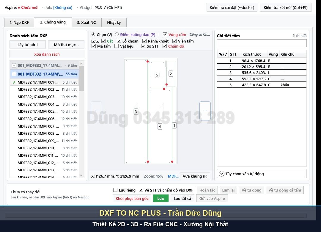 Giải pháp đánh số thứ tự file NC với DXF TO NC PLUS - Giao diện phần mềm DXF TO NC PLUS