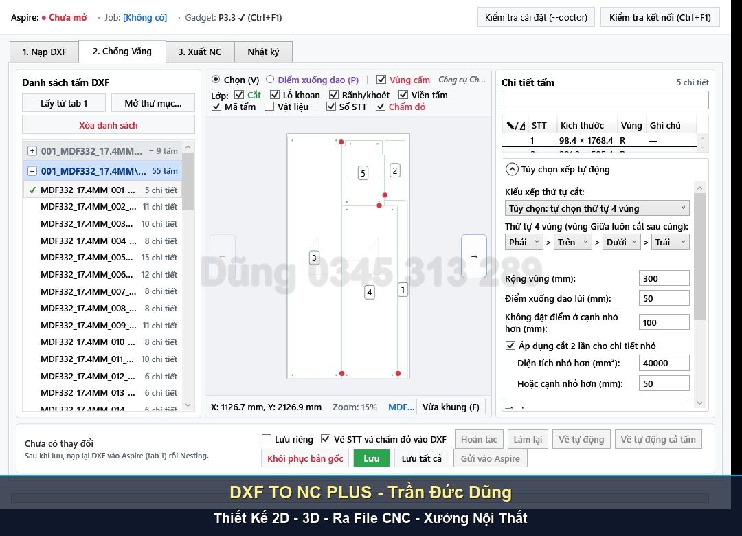 Kỹ thuật Ramp 3D trong DXF TO NC PLUS cho máy CNC - Giao diện phần mềm DXF TO NC PLUS