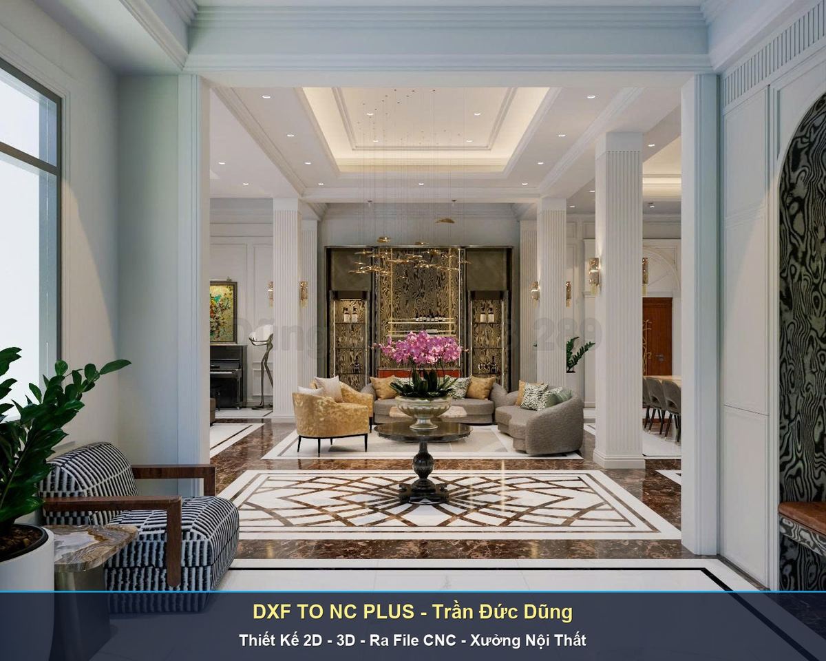 Xử lý tham số Bulge chuẩn xác trên DXF TO NC PLUS - Phối cảnh công trình nội thất gỗ công nghiệp