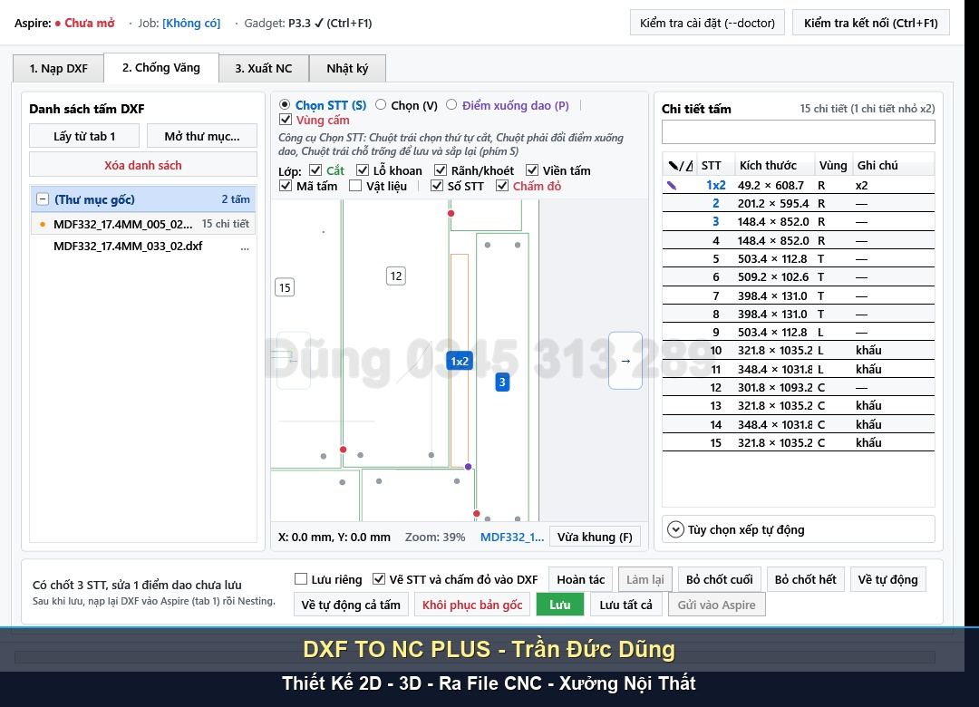 Giải pháp gia công 2 mặt trên máy CNC với DXF TO NC PLUS - Giao diện phần mềm DXF TO NC PLUS
