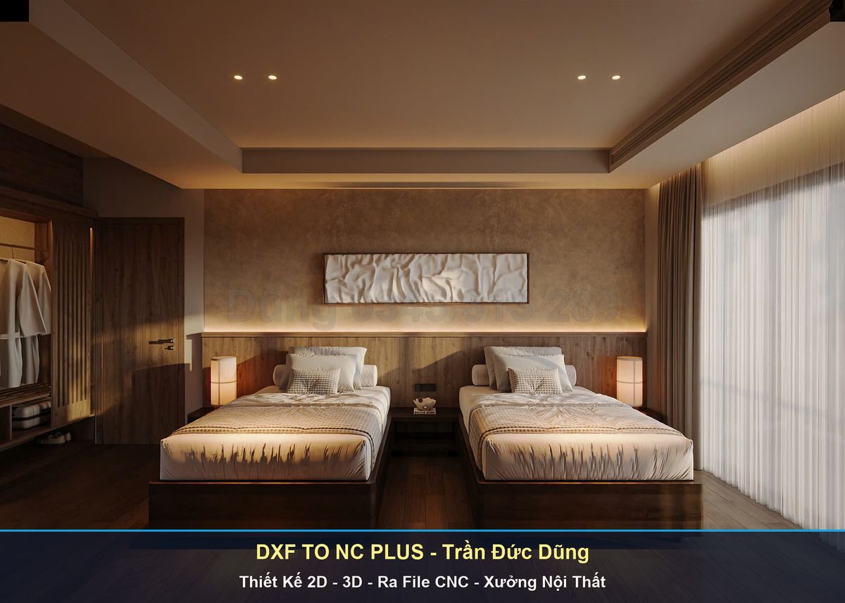 Chính sách bản quyền phần mềm DXF TO NC PLUS cho xưởng gỗ - Phối cảnh công trình nội thất gỗ công nghiệp