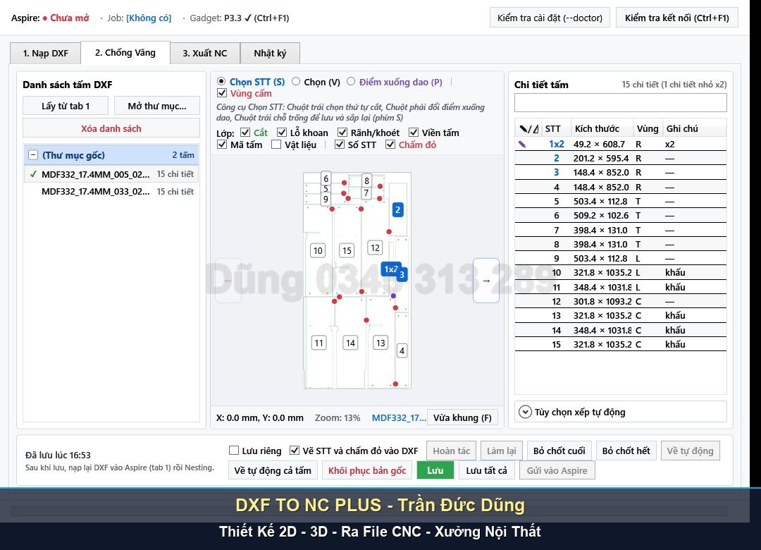 Tối ưu chiều cắt CNC với phần mềm DXF TO NC PLUS - Giao diện phần mềm DXF TO NC PLUS