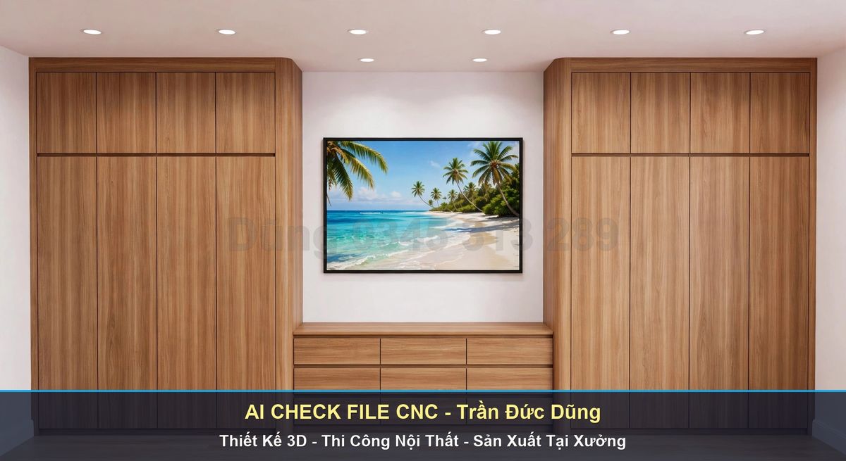 Tủ áo hai bên với hộc kéo ở giữa